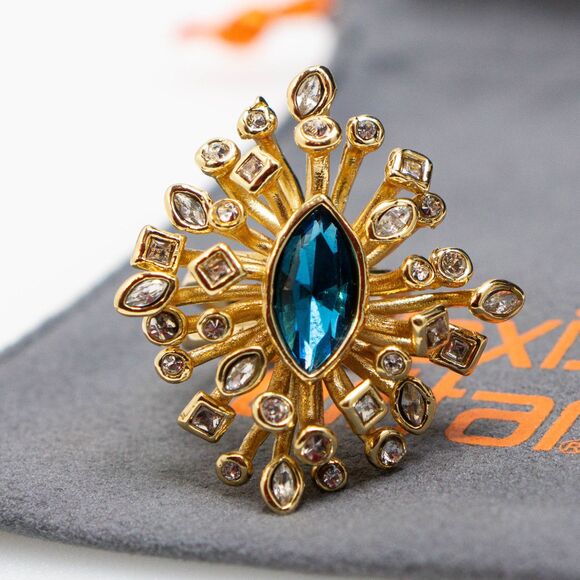 Alexis Bittar Navette Crystal Burst Cocktail Ring Size 7 - Picture 5 of 7